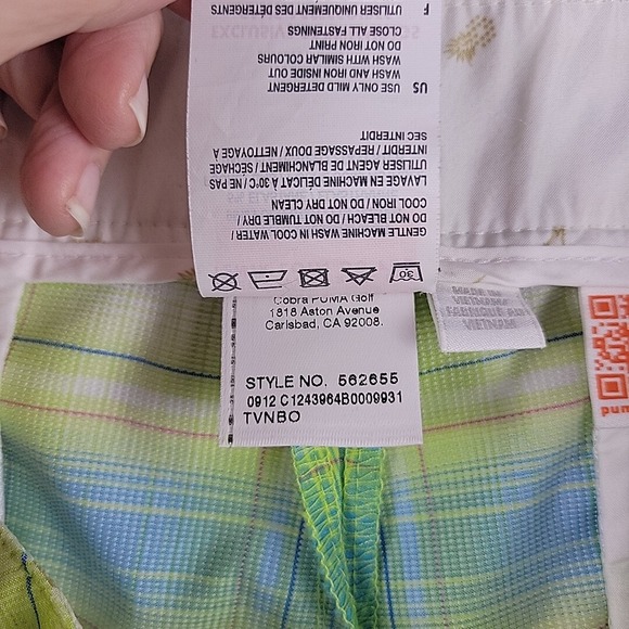 Puma Performance Golf Shorts Blue Yellow Plaid 36x11 Lightweight Quick Dry‎ - Picture 6 of 10
